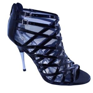 INC International Concepts Lizzy Black Open Toe Stiletto Sandal Heel Size 9